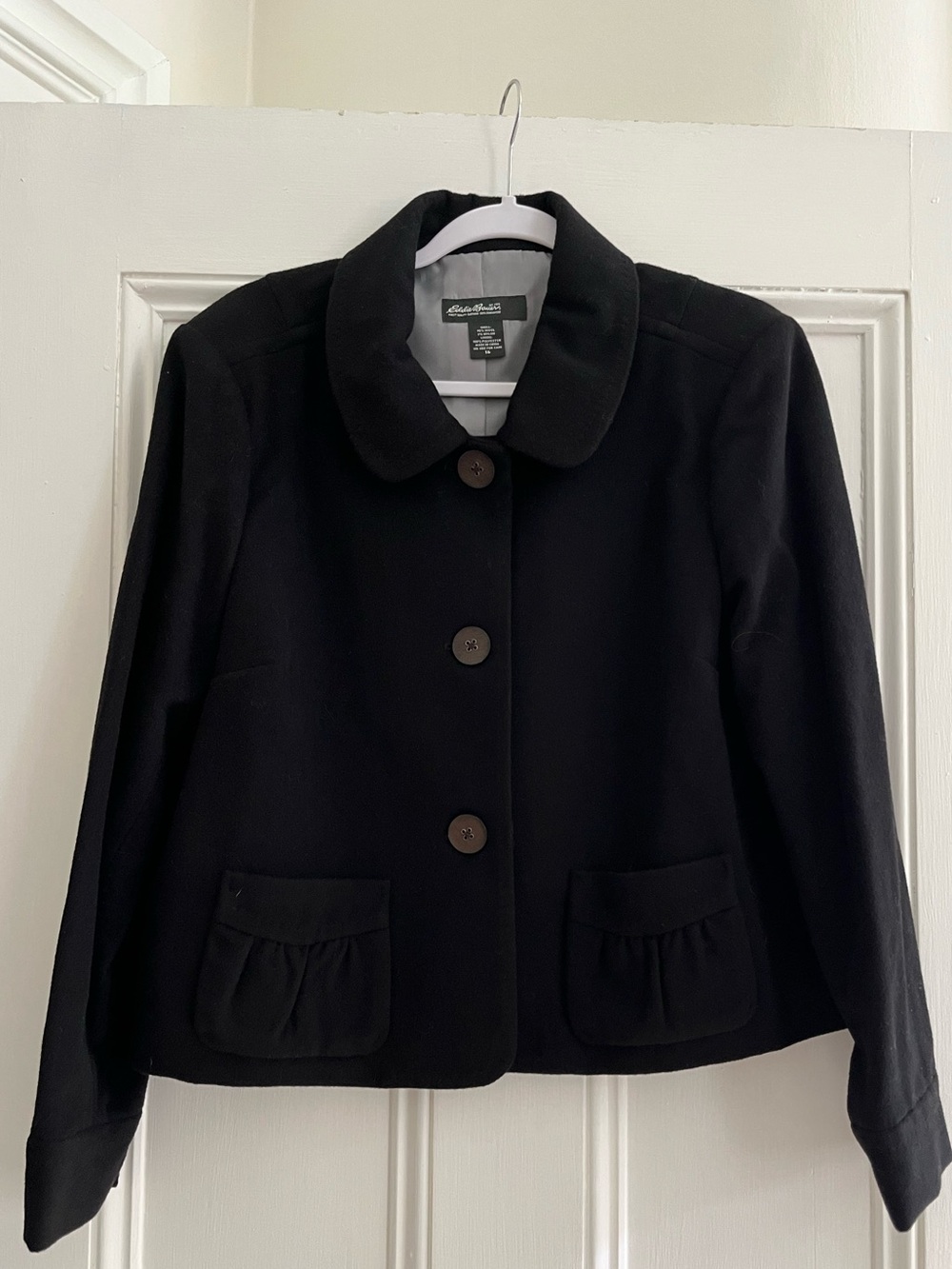 Eddie Bauer Black Buttoned Wool-Blend Jacket